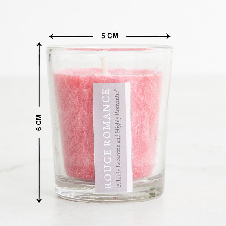 Fiesta Rose Pink Palm Wax Votive Glass Candle