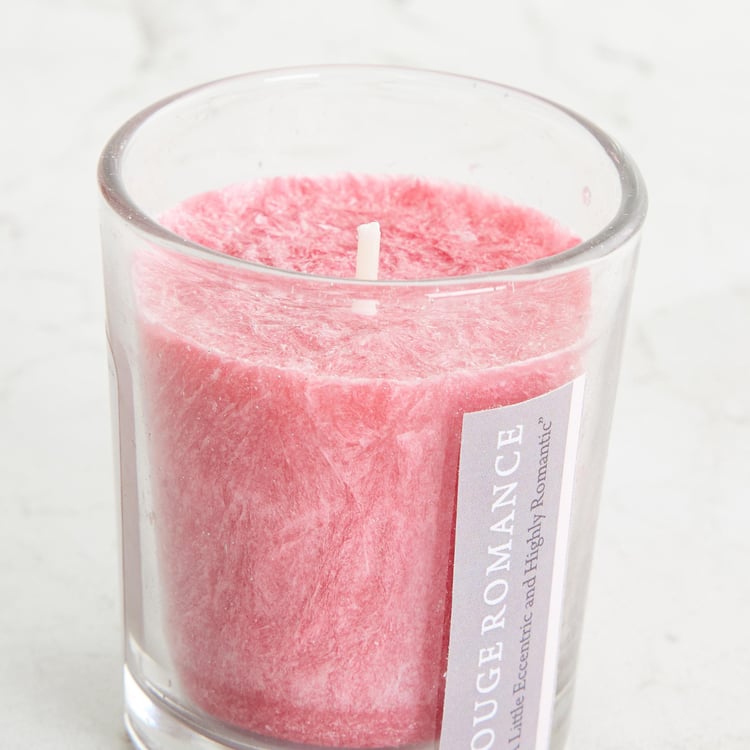 Fiesta Rose Pink Palm Wax Votive Glass Candle