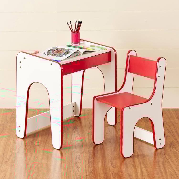 Helios Shine Kids Study Table and Chair Set - Red
