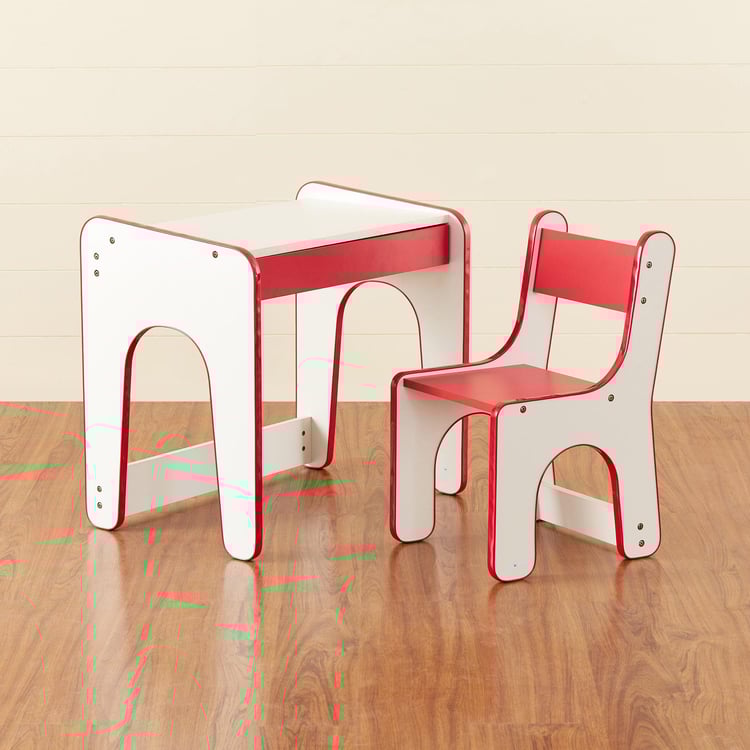 Helios Shine Kids Study Table and Chair Set - Red