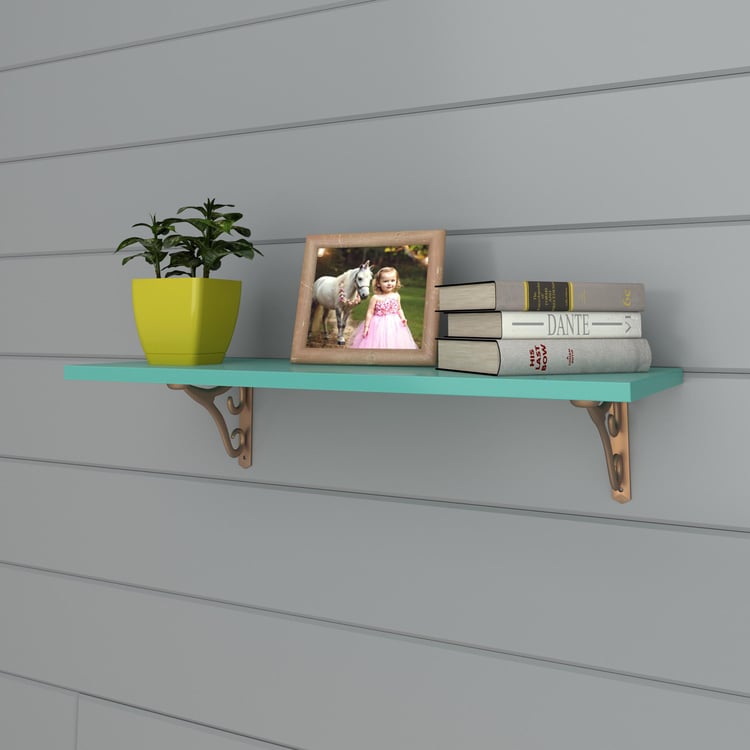Helios Ely Teal Engineered Wood Floating Shelf - Set of 3