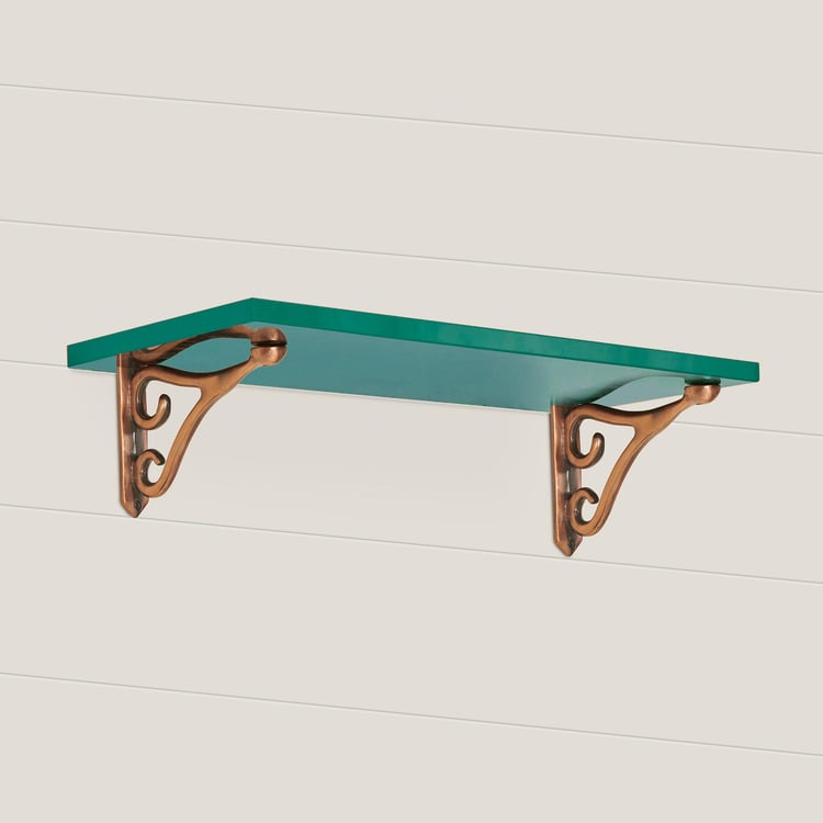Helios Ely Teal Engineered Wood Floating Shelf - Set of 3