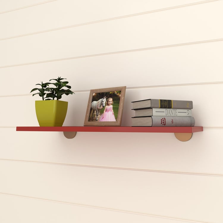 Helios Brad Red Engineered Wood Wall Shelf with Bracket