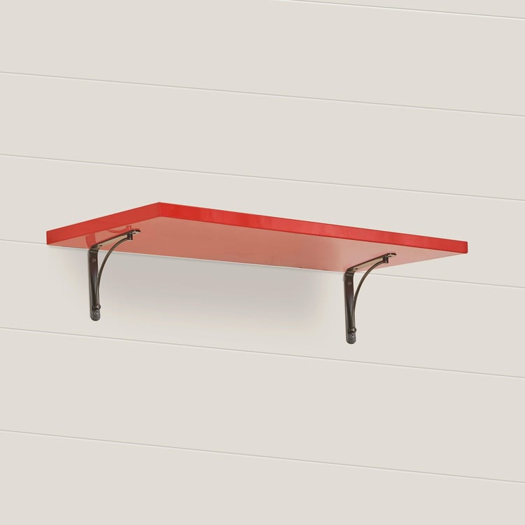 Helios Arch Deco Engineered Wood Red Shelf with Bracket - Set of 3