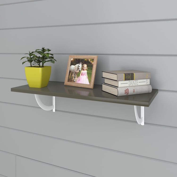 Helios Luke Black Engineered Wood Floating Shelf - Set of 2