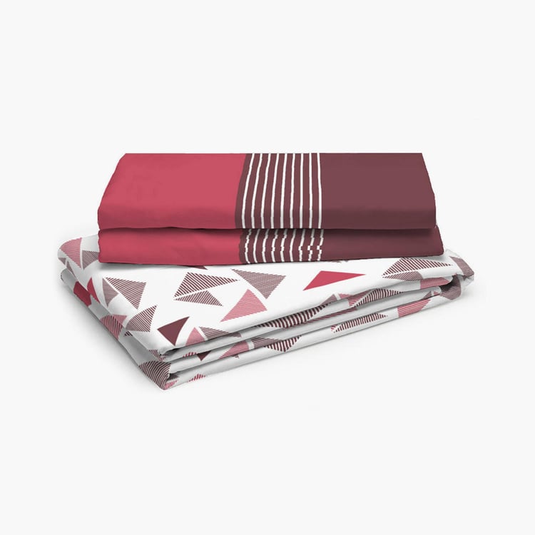 BOUTIQUE LIVING Erica Pink Printed Cotton Double Bedsheet Set - 3 Pcs