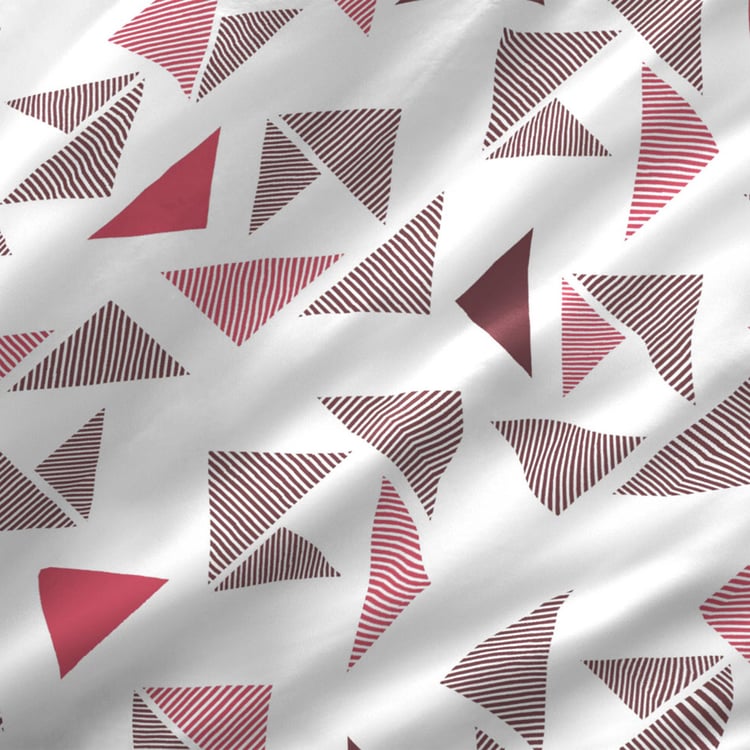 BOUTIQUE LIVING Erica Pink Printed Cotton Double Bedsheet Set - 3 Pcs