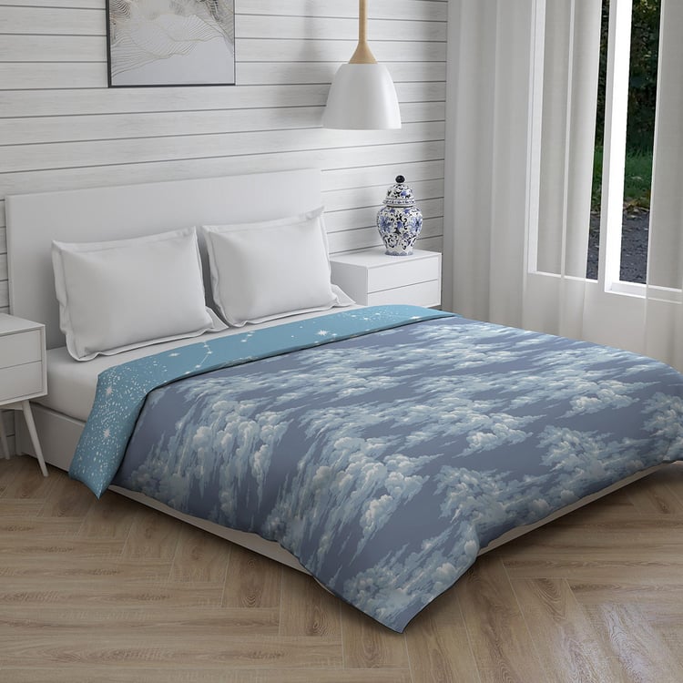 LAYERS Panchatatva Blue Cotton Double Bed Comforter Set – 3Pcs