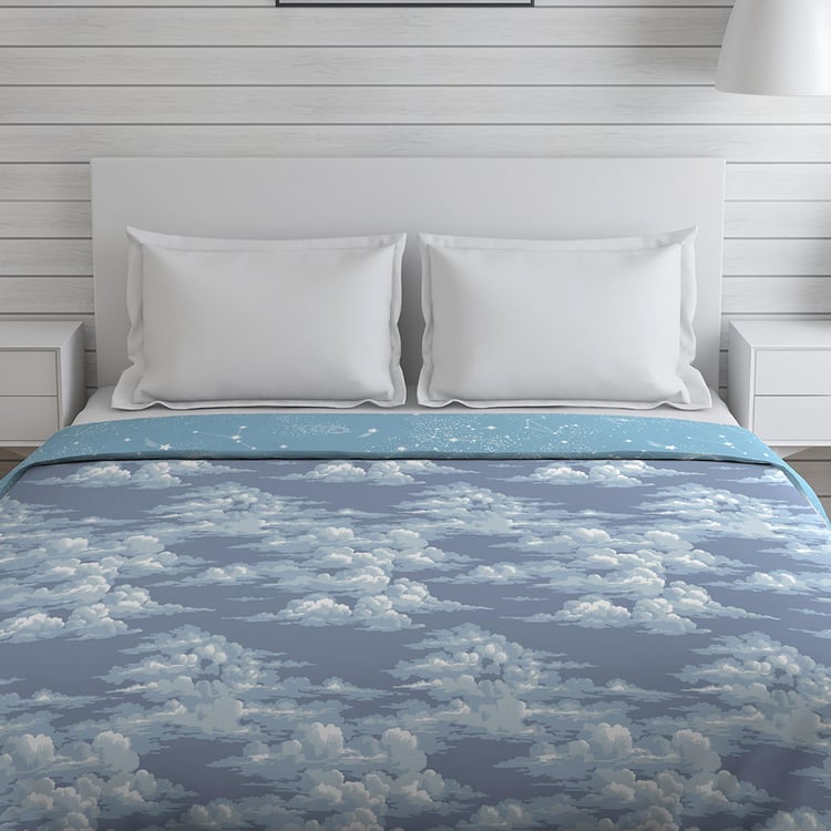 LAYERS Panchatatva Blue Cotton Double Bed Comforter Set – 3Pcs