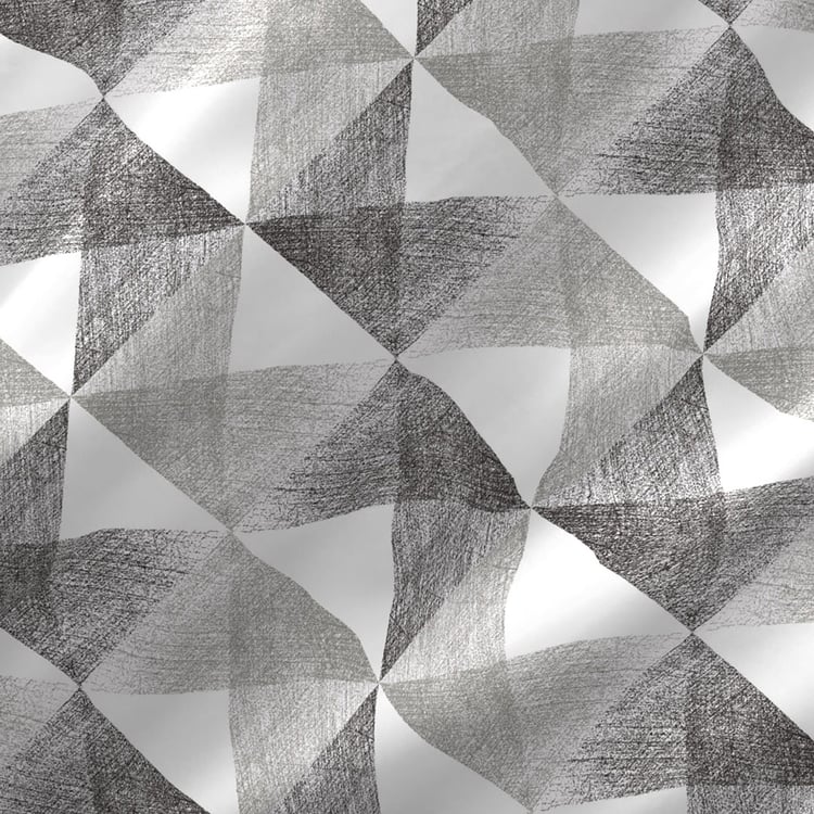 LAYERS Illuminating Homes Grey Printed Cotton Double Bedsheet Set - 3Pcs