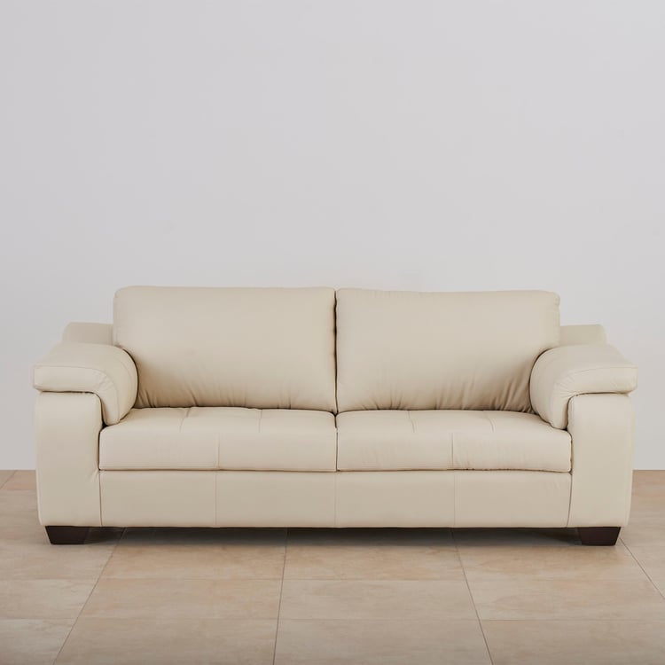 Dublin Leather 3-Seater Sofa - White