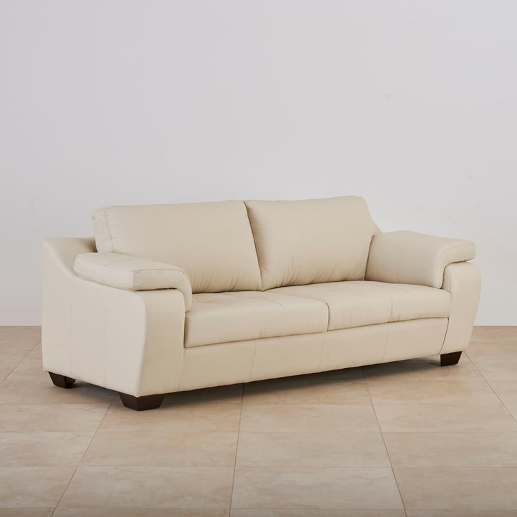 Dublin Leather 3-Seater Sofa - White