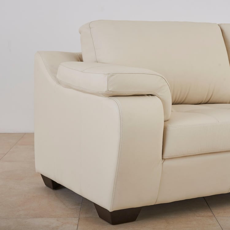 Dublin Leather 3-Seater Sofa - White