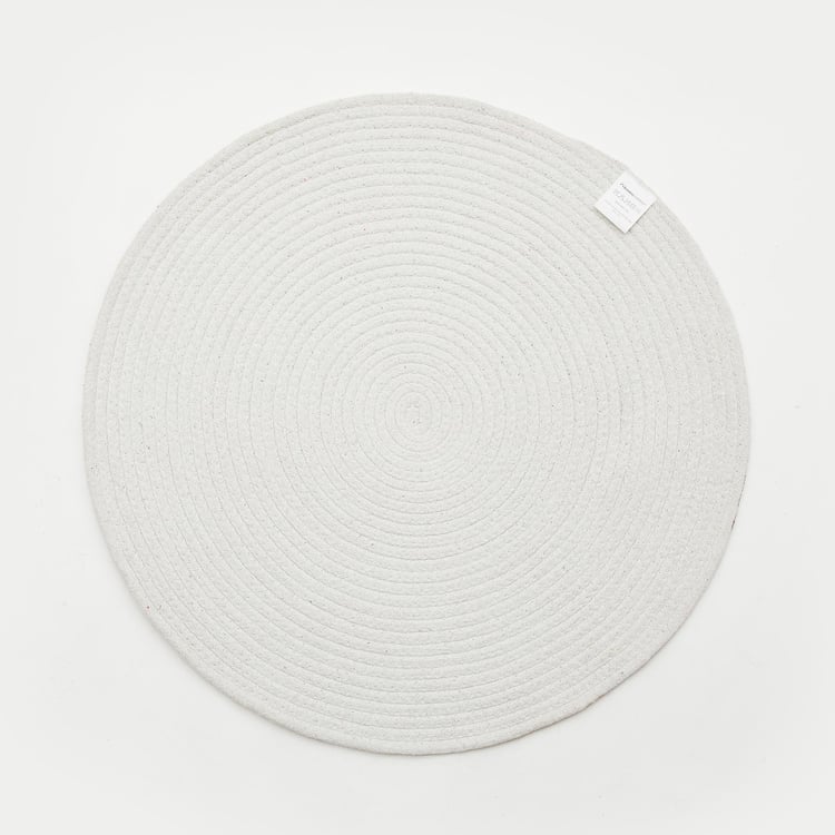 Zodiac Ring Red Patterned Round Cotton Braided Floor Rug - 80cm