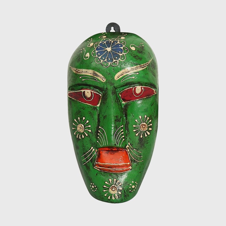 INDIA CIRCUS By Godrej Venture Green Textured Decorative Wooden Mask