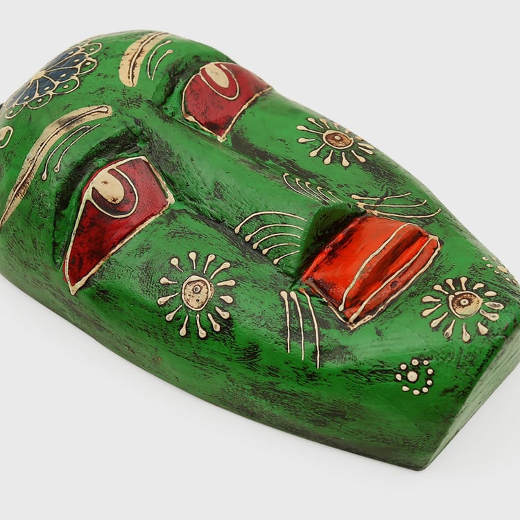 INDIA CIRCUS By Godrej Venture Green Textured Decorative Wooden Mask