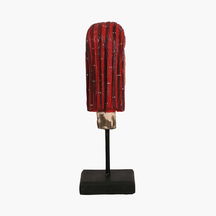 INDIA CIRCUS Magnolia Multicolour Wooden Mask On Stand Abstract Decor