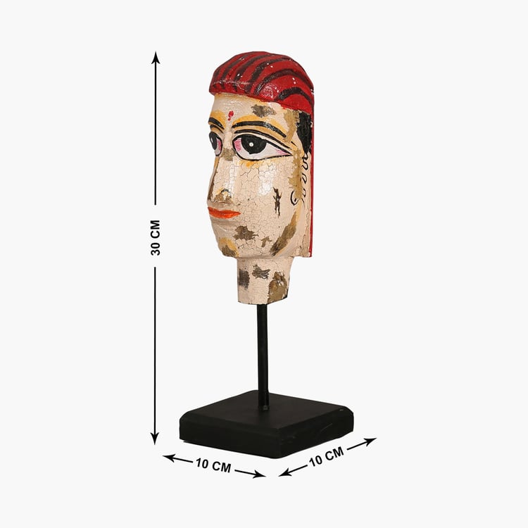 INDIA CIRCUS Magnolia Multicolour Wooden Mask On Stand Abstract Decor