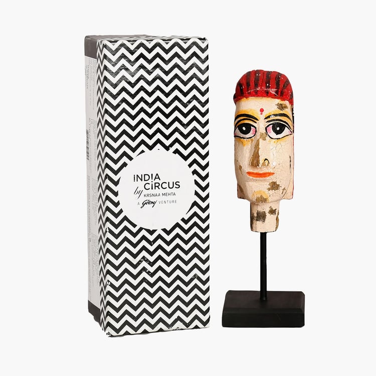 INDIA CIRCUS Magnolia Multicolour Wooden Mask On Stand Abstract Decor