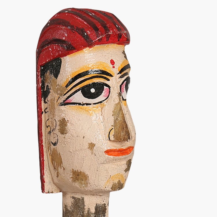 INDIA CIRCUS Magnolia Multicolour Wooden Mask On Stand Abstract Decor