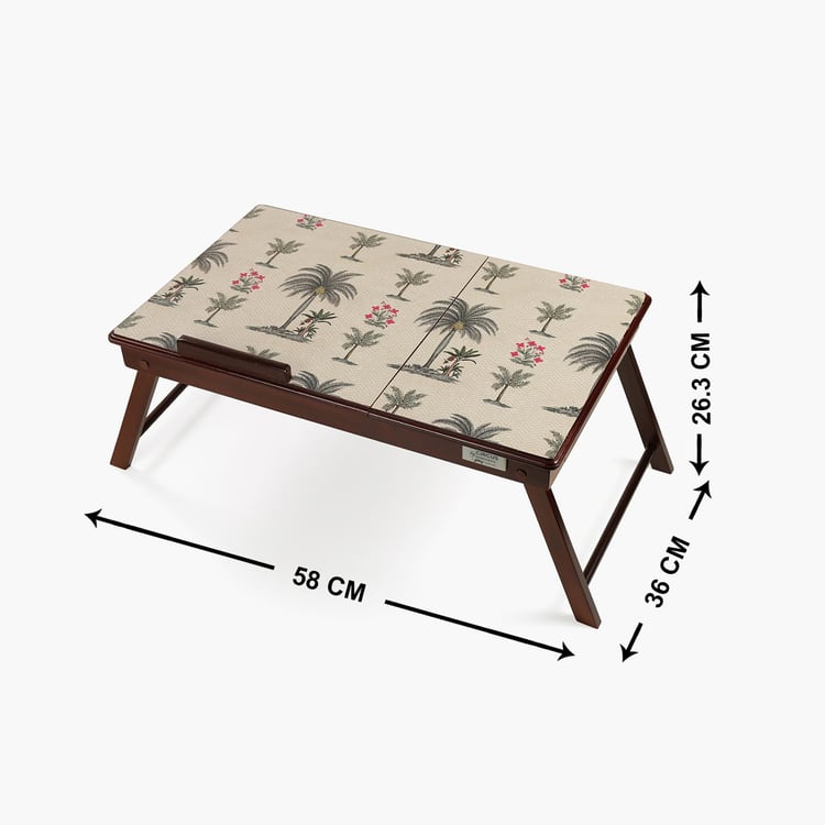 INDIA CIRCUS Godrej Venture Beige Printed Teak Wood Folding Laptop Table