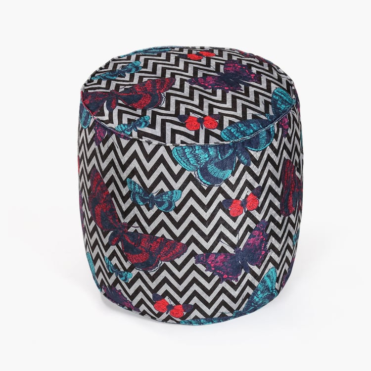 India Circus Fabric Pouffe - White