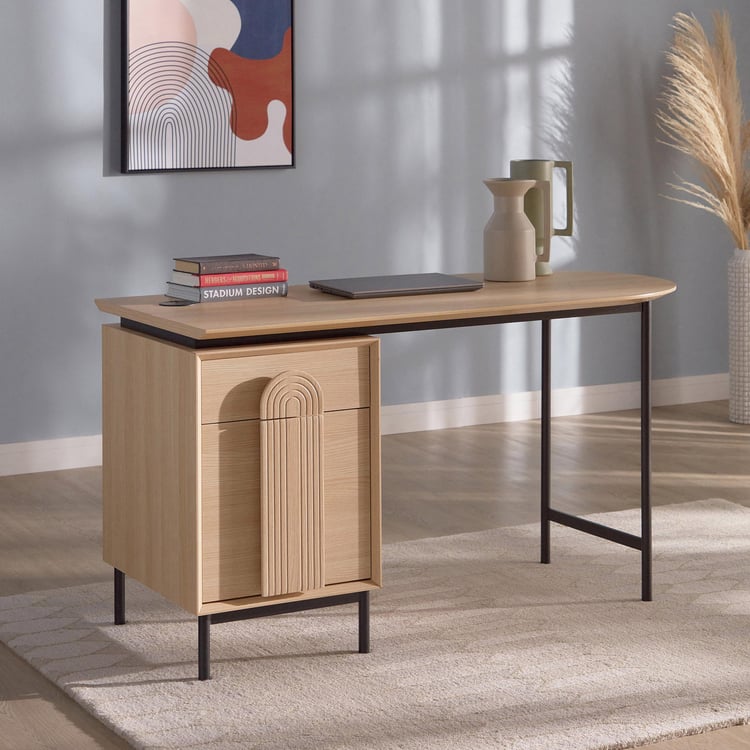 Arc Study Desk with USB - Brown