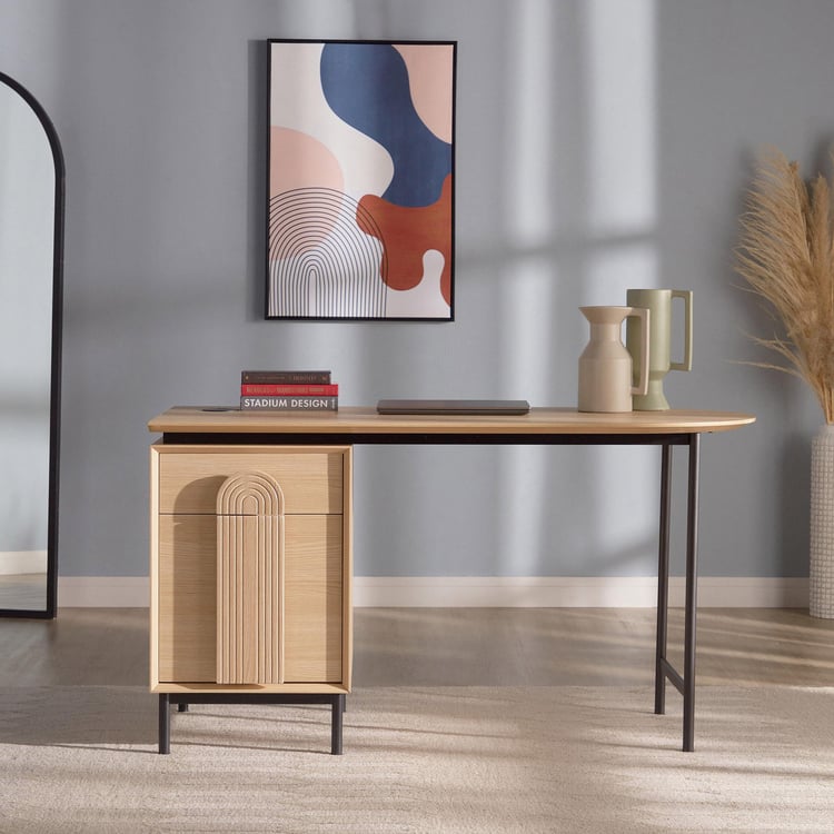 Arc Study Desk with USB - Brown