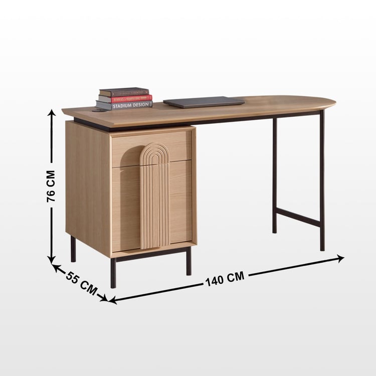 Arc Study Desk with USB - Brown