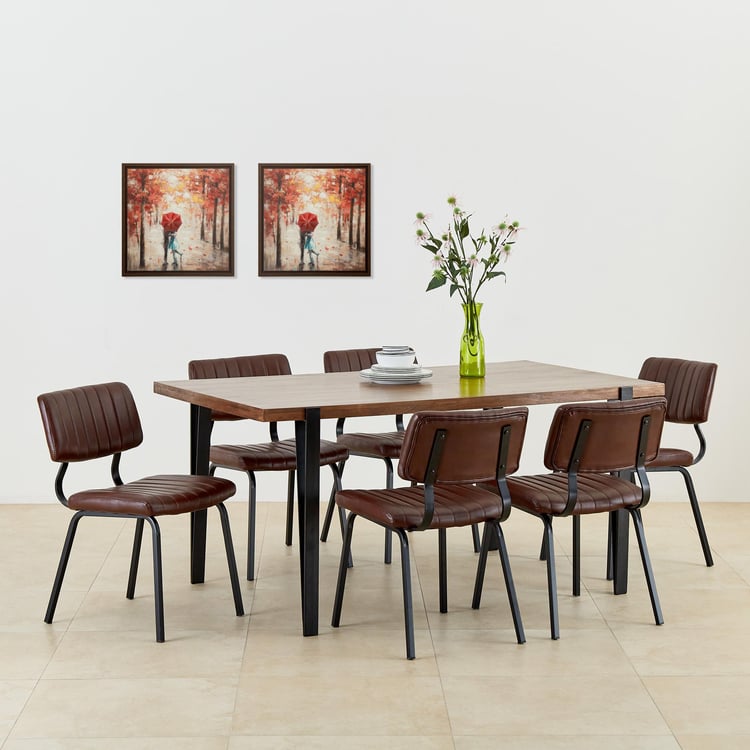 Ajax Mango Wood 6-Seater Dining Table - Brown