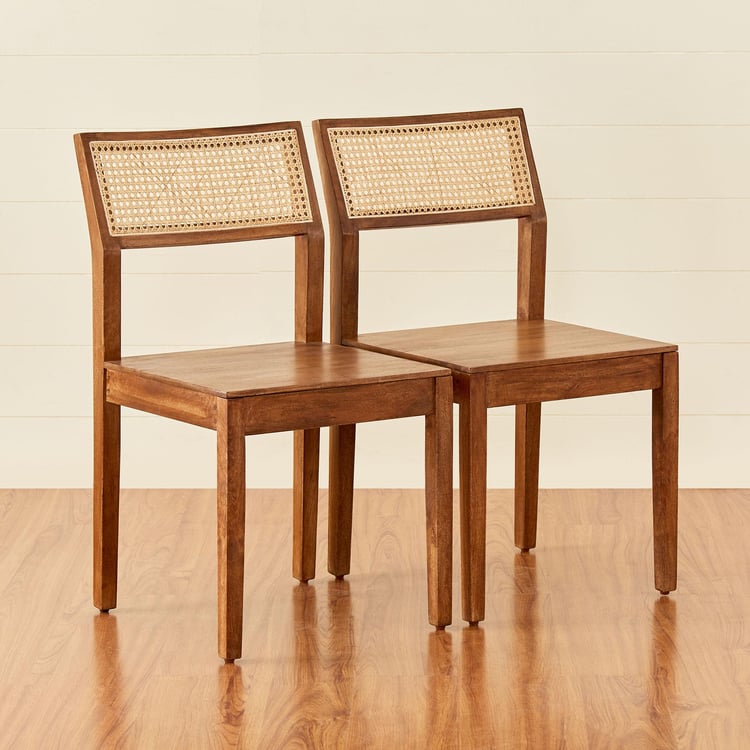 Cane Connection Terra Set of 2 Mango Wood Dining Chairs - Brown