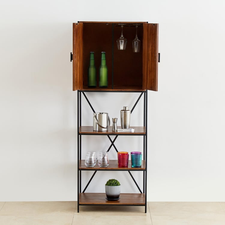 Ajax Mango Wood Bar Cabinet - Brown