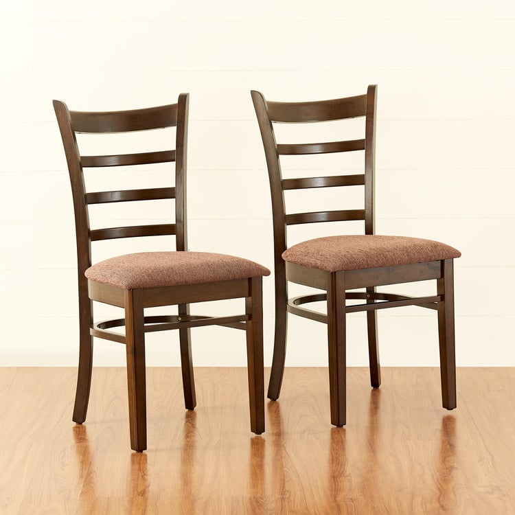 Cleo Set of 2 Rubber Wood Dining Chairs - Brown