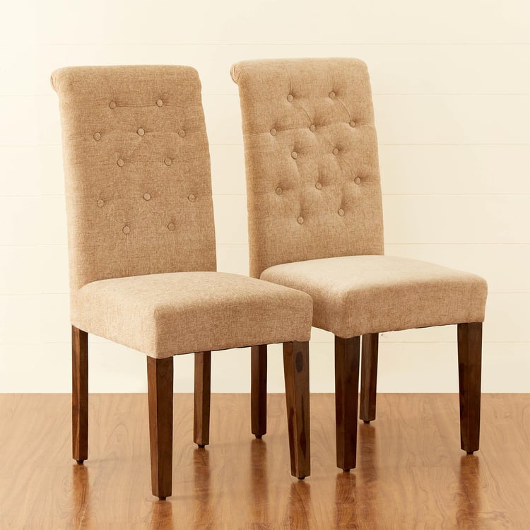 Mourya Set of 2 Sheesham Wood Dining Chairs - Brown