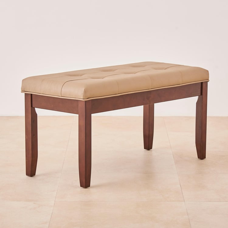 Oxville Faux Leather Dining Bench - Brown