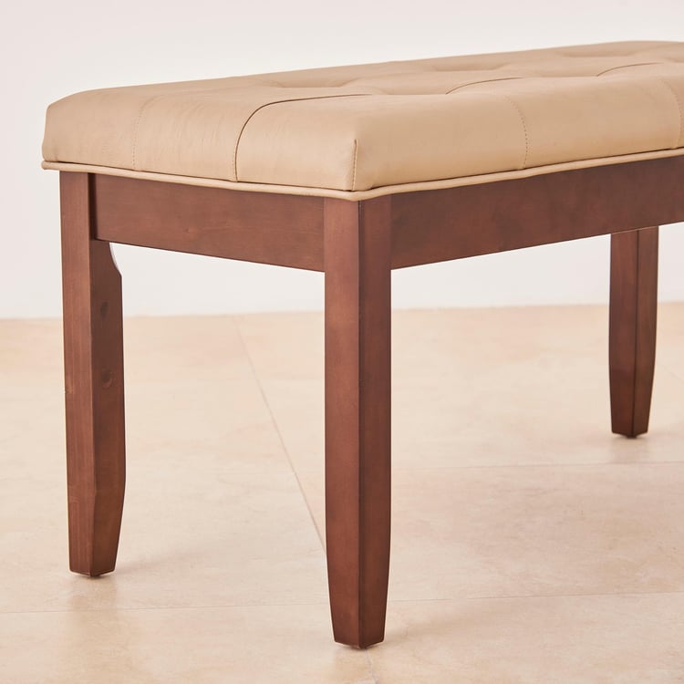 Oxville Faux Leather Dining Bench - Brown