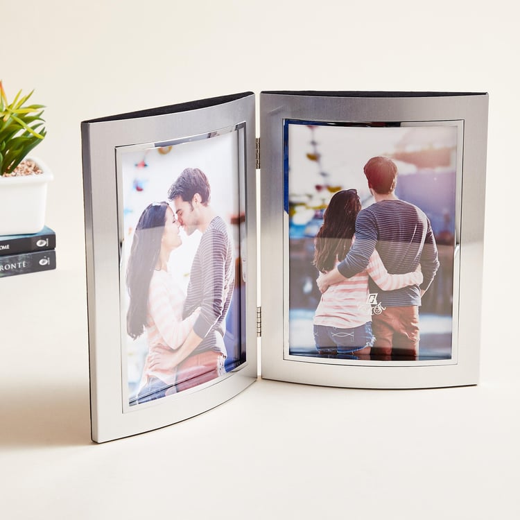 Corsica Silver Aluminium Dual Folding Photo Frame - Set of 2