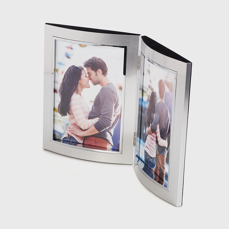 Corsica Silver Aluminium Dual Folding Photo Frame - Set of 2