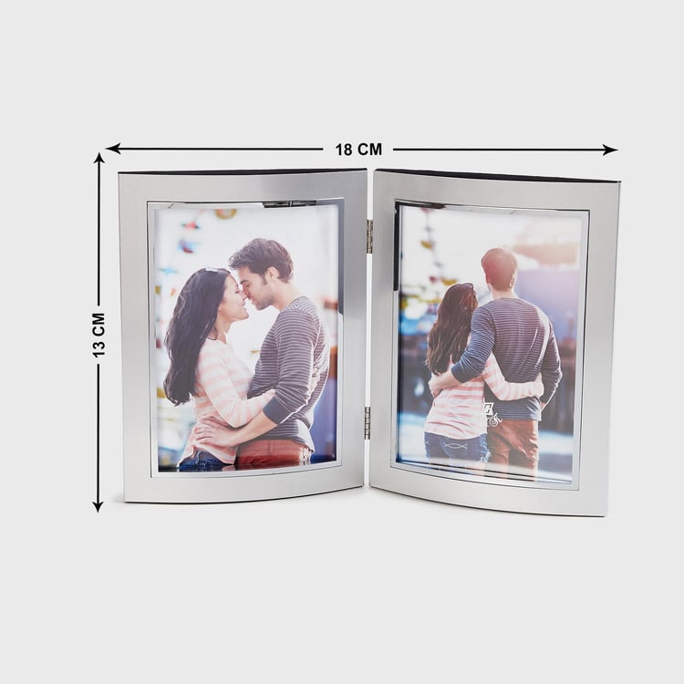 Corsica Silver Aluminium Dual Folding Photo Frame - Set of 2