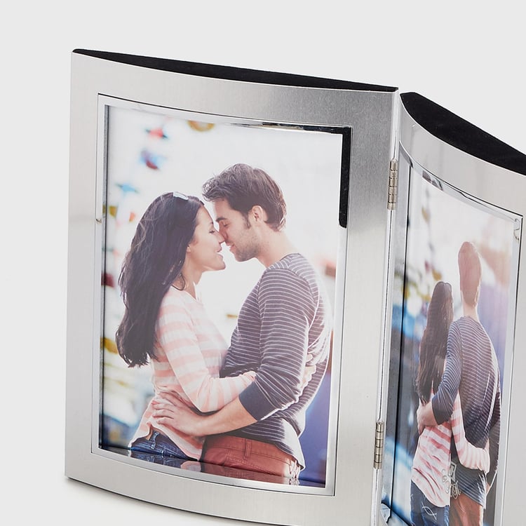 Corsica Silver Aluminium Dual Folding Photo Frame - Set of 2