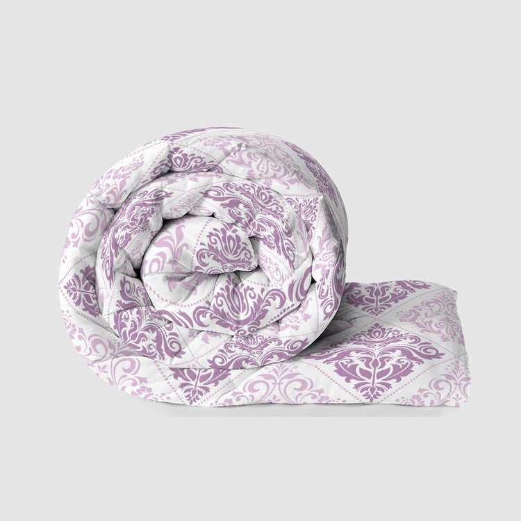 LAYERS Milano Purple Printed Cotton Queen Comforter - 120GSM