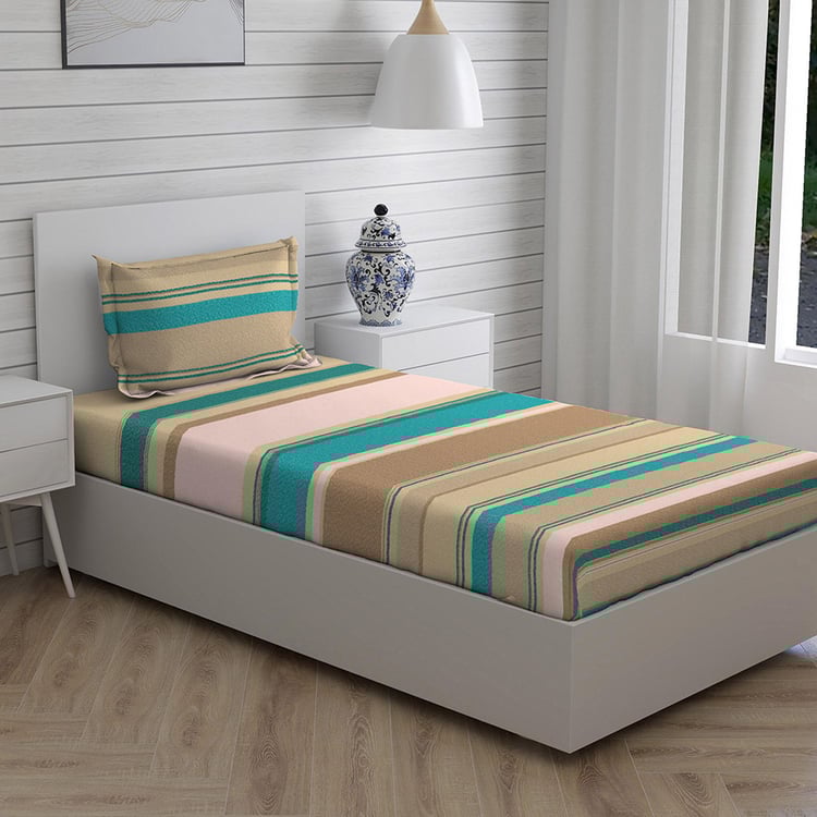 LAYERS Milano Multicolour Striped Cotton Single Bedsheet Set - 1.52x2.24m - 2Pcs
