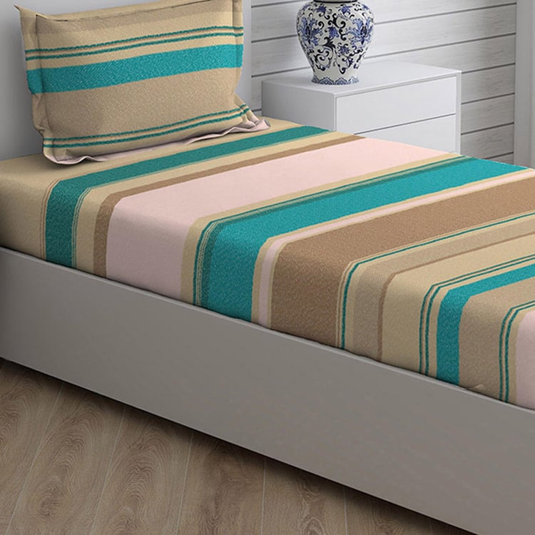 LAYERS Milano Multicolour Striped Cotton Single Bedsheet Set - 1.52x2.24m - 2Pcs