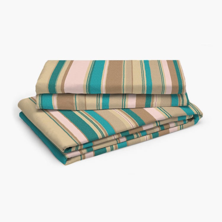 LAYERS Milano Multicolour Striped Cotton Single Bedsheet Set - 1.52x2.24m - 2Pcs