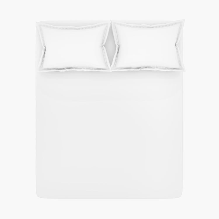 PORTICO Shades White Solid Cotton Queen Double Bedsheet Set - 224x254cm - 3Pcs