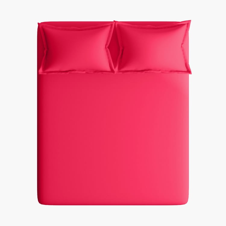 PORTICO Shades Pink Cotton Solid Queen Bedsheet Set - 224x254cm - 3Pcs