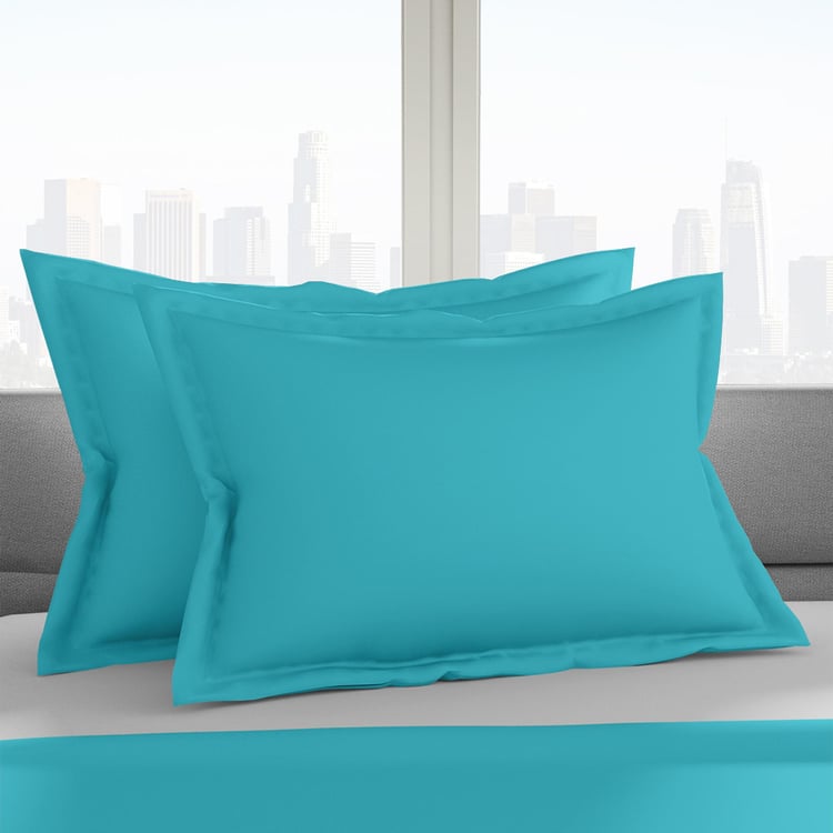 PORTICO Shades Blue Cotton Pillow Cover - 46x69cm - Set of 2