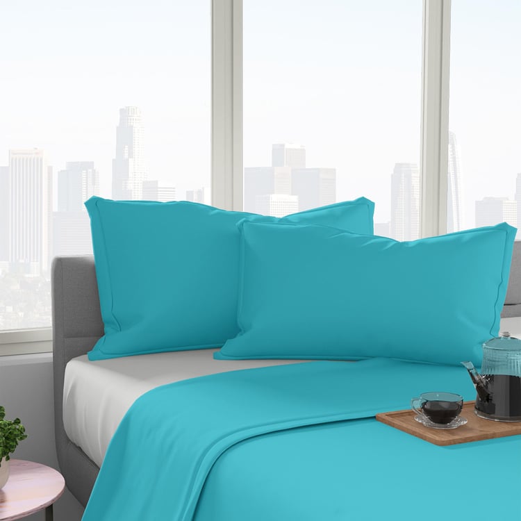 PORTICO Shades Blue Cotton Pillow Cover - 46x69cm - Set of 2