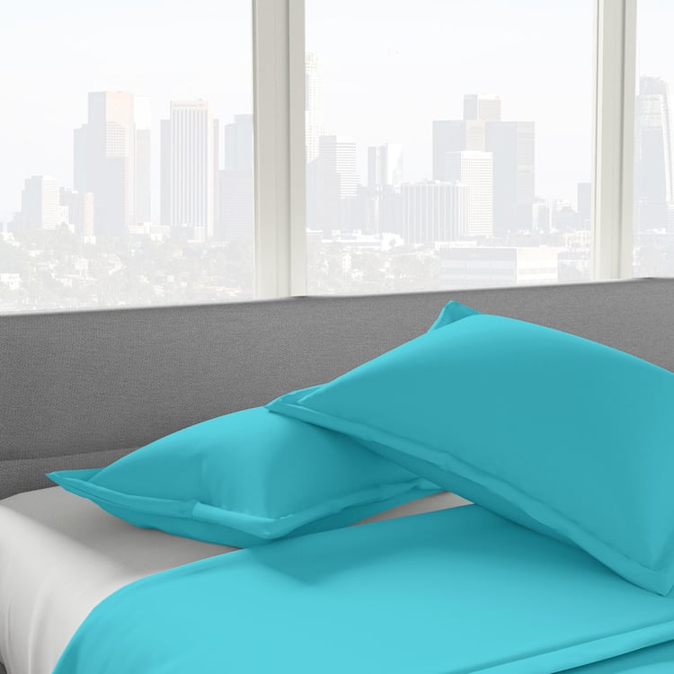 PORTICO Shades Blue Cotton Pillow Cover - 46x69cm - Set of 2