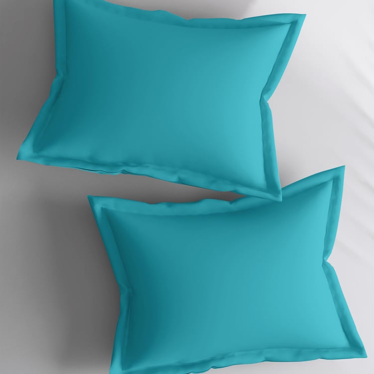 PORTICO Shades Blue Cotton Pillow Cover - 46x69cm - Set of 2